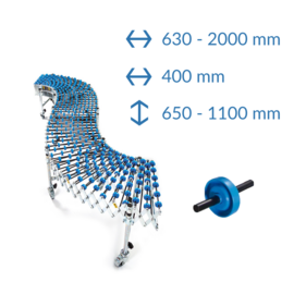 Flexible Förderband, 400 mm breit, 2000 mm lang, mit Transportrollen, ausziehbar