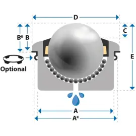 Ball Transfer Unit, 15 mm, with flange, for heavy load, 60kg, Omnitrack