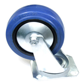 Swivel castor, diameter 125 mm, elastic rubber tire, load capacity up to 180 kg, polyamide core